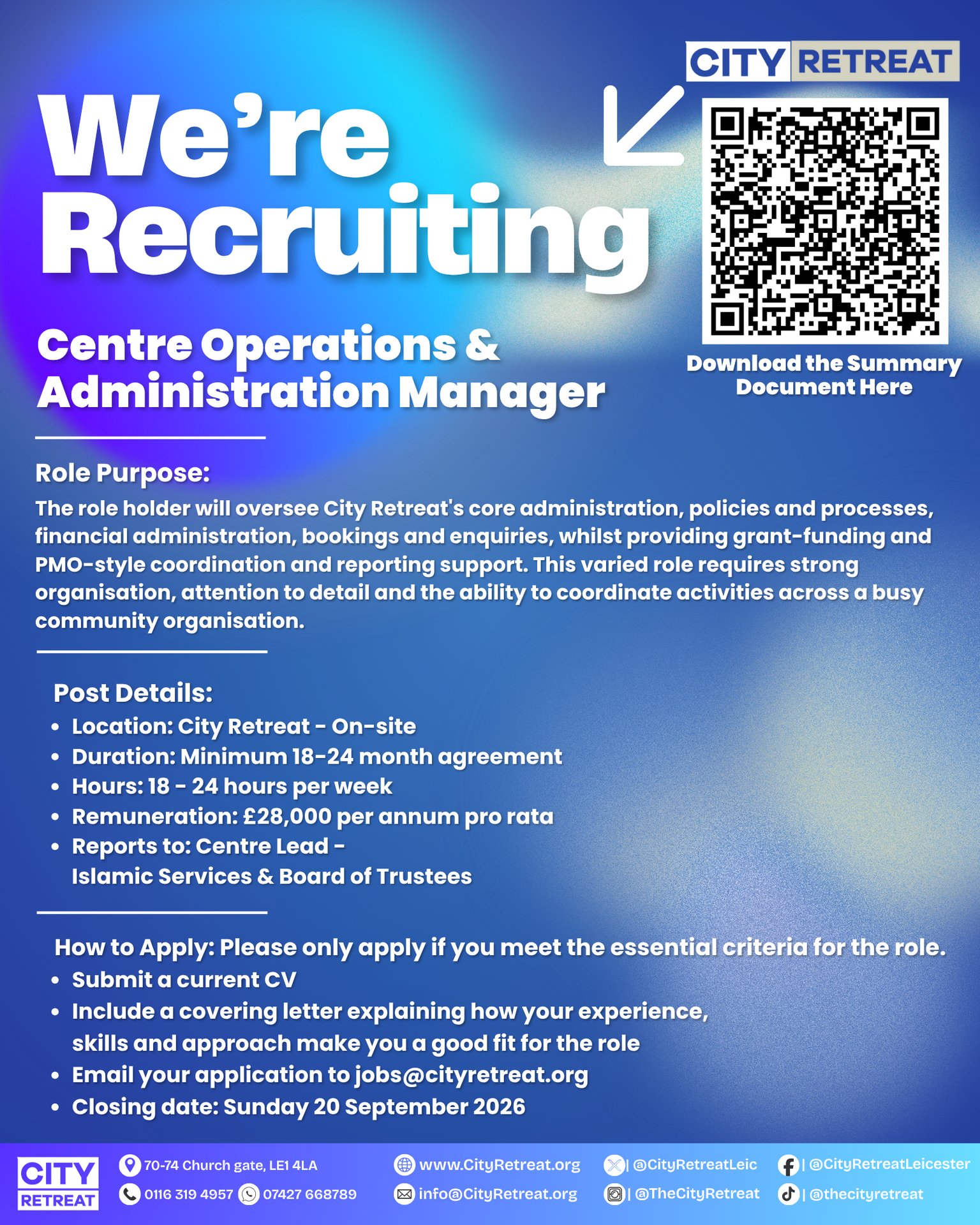 📢 CITY RETREAT IS RECRUITING