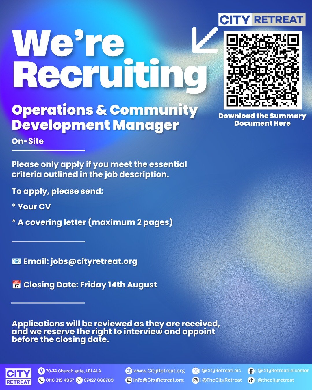 📢 We’re Recruiting – Operations & Community Development Manager